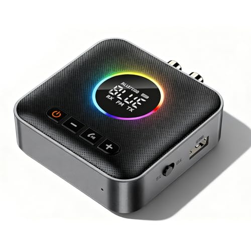 Récepteur HiFi Bluetooth 5.4 - Adaptateur Bluetooth 5.4 - Adaptateur audio HiFi avec AUX/RCA/USB/Type-C, RVB multicolore pour système stéréo domestique/voiture/TV/tablette