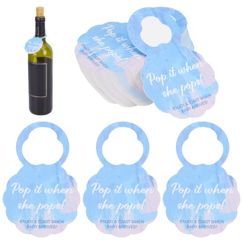 FINGERINSPIRE 50 Stück Babyparty Flaschenanhänger Himmelblau