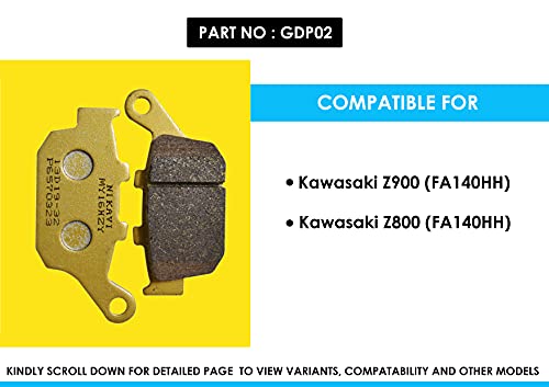 Image of NIKAVI GDP02 Premium Gold Rear Disc Brake Pad Compatible with Hondaa CBR Series 250-1000 /Kawasakii Z800 /Kawasakii Z900 /Kawasakii Ninja ZX-10R /Triiumph Tiger 800 High Performance Gold Series
