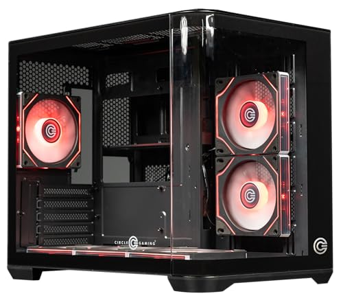 Image of Circle Lucid Curve MX Mid Tower Computer Case | Gaming Cabinet - Black | Panoramic Curved Glass | Supports M-ATX and ITX | Pre Installed 3X Bottom, 2X Side and 1X Rear 120MM Infinity Mirror ARGB Fans