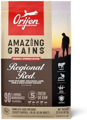 ORIJEN Amazing Grains High Protein Dry Dog Food Regional Red Reci...