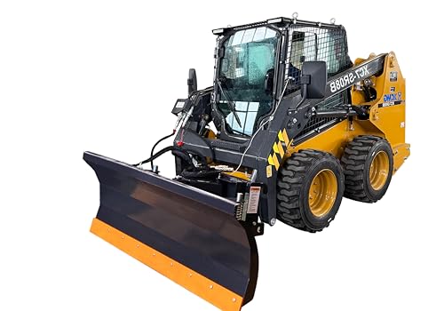 LandHonor 84 Bulldozer Blade Obstacle-avoiding with Spring Shock Absorbers Hydraulic Skid Steer Attachment Universal Quick Attach Single Cylinder Snow Plow Handles Dirt Rock Rubble and Snow
