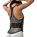 Raenseen Women Fishnet Tank Top See-through Mesh Vest Yoga Tennis Sports Tank Tops Sheer Cover Up Black M