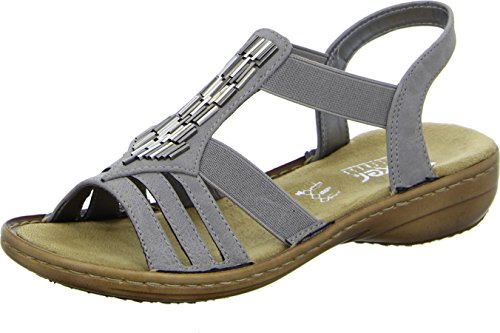 Rieker 60800 Women Open Toe Damen Offene Sandalen, Grau (staub/42), 41 EU