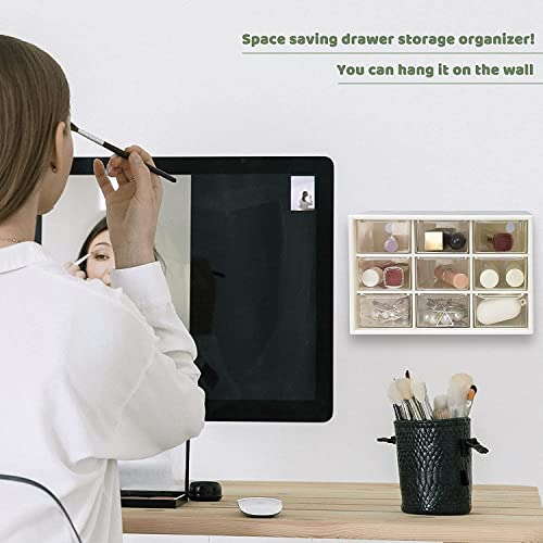 Image of 9 Grid Mini Plastic Acrylic Multipurpose Drawer Storage Box (WHITE)