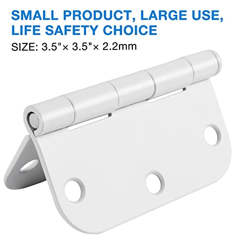 12 Pack Interior 3.5" Door Hinges for Doors 3 1/2 Inch White Matte Rounded 5/8" Noise Free Flat Residential Standard Hinge for Study Spare/Play/Lounge/Bed Room,Walk-in Closet,DIY Table,Celler,Balcony