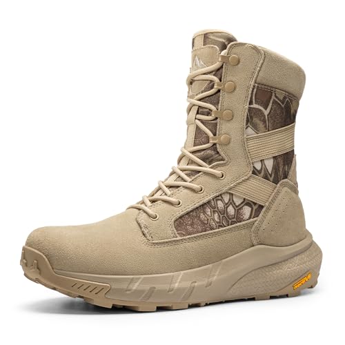 NORTIV 8 Mens Breathable Tactical Military Work Boots | Side Zipper Leather Lightweight Hiking Motorcycle Combat Boots 8 Inches Peakforce product thumbnail 12