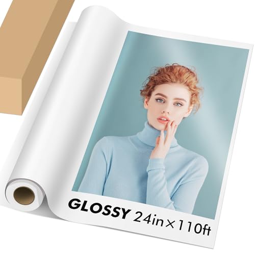 Koala Premium RC Glossy Photo Paper Roll, 24 inch x110ft Wide Format for Inkjet Printers, Waterproof, Quick Dry, High Resolution for Photography, Art Prints & Posters