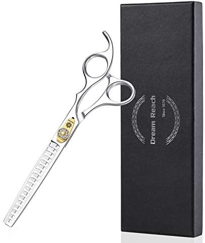 Dream Reach Professionelle Fellschere Hundeschere 7 Zoll, 440C(25%-35%) | Professionelle Chunker-Schere, 440C Japanischer Edelstahl, 25%-35% Ausdünnungsrate, für Hunde & Katzen