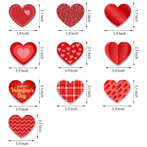 Image of Festiko Cardstock 10 Pcs Valentine's Day Hanging Swirl Decorations (Swirls 4), Red Hearts Swirls For Love Decoration