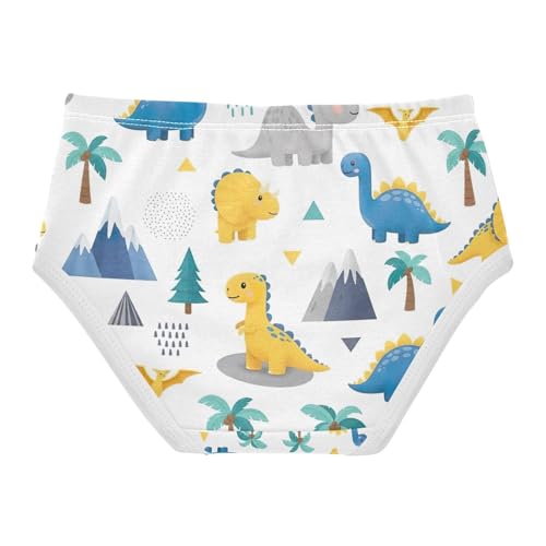 Girls Panties, Cute Cartoon Dinosaur White Toddler Girl Briefs, Girls' Cotton Brief Underwear, 2T–8 Years2