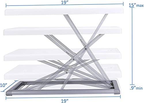 Rocelco 19" Portable Standing Desk Riser Converter Bundle- Height Adjustable Travel Laptop Keyboard Raising Workstation With Anti Fatigue Mat - Carry Bag Pouch - White (R Pdrw-Mafm) #TOP1