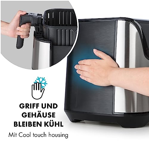 Klarstein Aero Vital deluxe - Heißluftfritteuse, Fritteuse, 1700 Watt, 5,4 Liter Volumen, LCD-Touch-Display, 8 vorinstallierte Programme, Edelstahl, Thermostat, Timer, sparsam, silber – Bild 7
