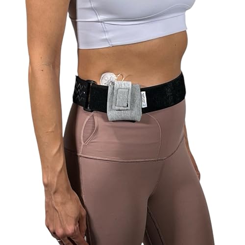Pumpcases Adjustable Heather Gray Insulin Pump Belt – Diabetic Insulin Pump Stretch Band – Waist Belt Insulin Pump Case – Compatible with Mobi – Assembled in The USA (Large)