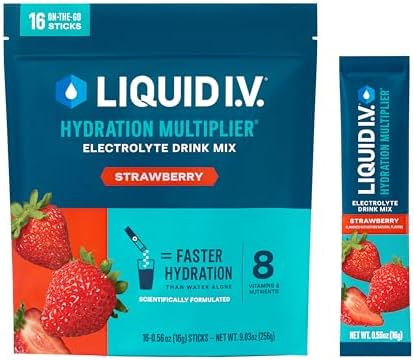 Liquid I.V.® Hydration Multiplier - Strawberry | Electrolyte Powder Drink Mix | 1 Pack (16 Servings)