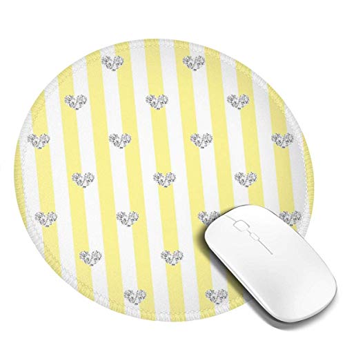 Preisvergleich Produktbild Graues Gold Sweet Love Design Pattern Runde Mauspad Schreibtischunterlage Rutschfeste Gummimäusepads Genähte Kanten Niedliche Runde Mauspad für Büro und Zuhause
