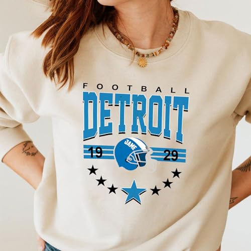 Personalized Detroit Football Sweatshirt, Custom Name Lion Crewneck Hoodie for Men Women, Game Day Gift for Detroit Fans4