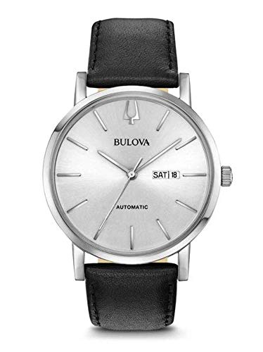 Bulova orologio uomo automatico cassa acciaio cinturino pelle 96c130