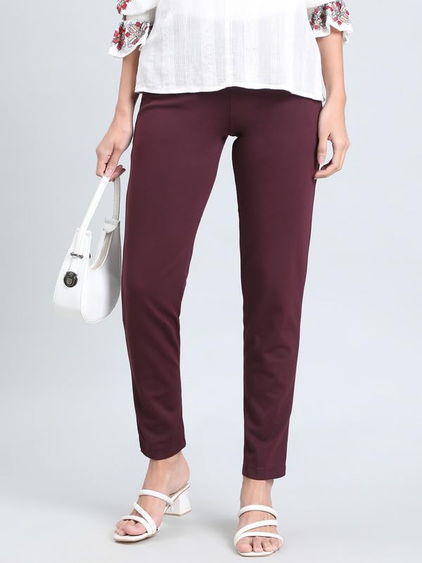Image of GO COLORS Ponte Smart Kurti Pants Full Length for Women | Breathable, Mid Rise