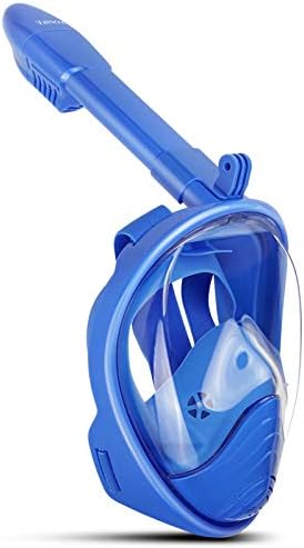 Vaincre Kids Snorkel Mask, 180° Snorkeling Gear for Kids with Panoramic View Anti-Fog, Anti-Leak with Adjustable Head Straps - See Larger Viewing Area Than Traditional Masks for Kids (Blue, XS)