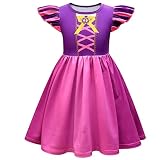 Ubeufun Purple Princess Dress Rapunze Costume Dress Graphic Print Flutter Sleeve Party Holiday Birth