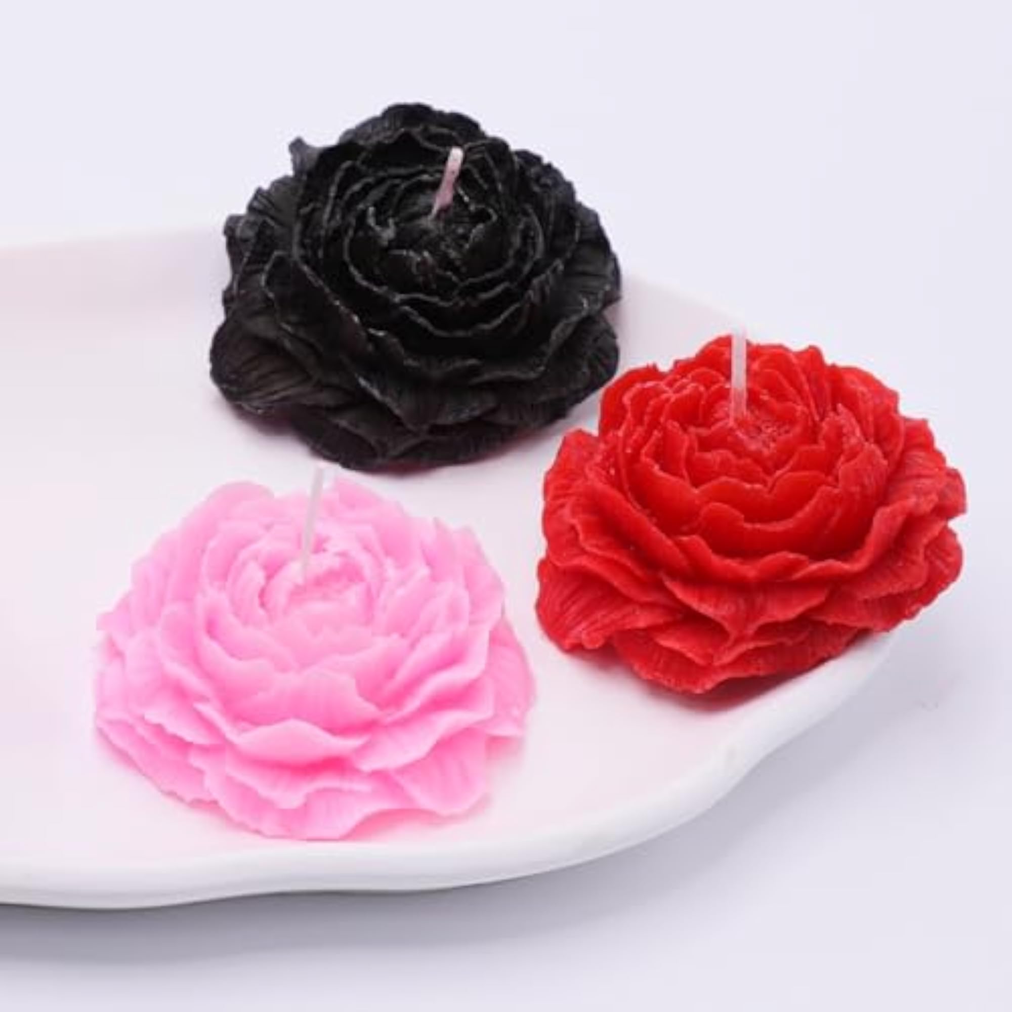 Low Temperature Glitter Peony Flower Scented Candles, 3 PCS