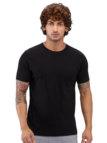 Image of Park Avenue Men Regular Fit Solid Pattern Pure Cotton Round Neck T-Shirt