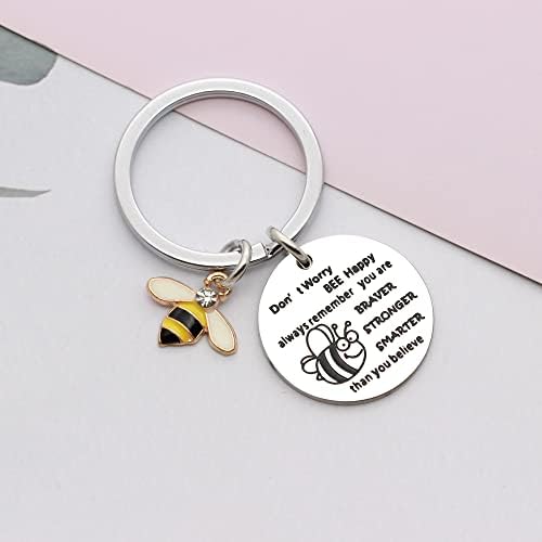 BEE Inspirational Gift for Women Girl BEE Keyring Gift for Daughter Son Niece Cousin Sister Colleagues Rainbow Bee Happy Keychains