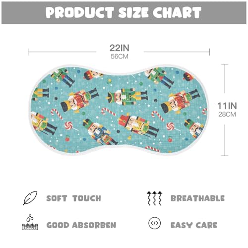 2 Pack Muslin Burp Cloths Christmas Nutcracker Candy Cotton Baby Burp Cloths Absorbent Burping Cloth Soft Spit Up Rags for Newborn Must Haves, Large 22" x 11"2