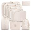 8 Teilige Packing Cubes, Kleidertaschen, Koffer Organizer für Urlaub und Reisen, Packwürfel Set Reise Würfel, Ordnungssystem für Koffer – Beige