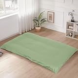 100% Cotton Floor Futon Mattress Cover (Only Cover), Soft Skin-friendly Washable Zippered Futon Cover for Traditional Japanese Floor Futon Mattress, Tatami Mattress Cover Dustproof Cover (Full, Green) - Image 1