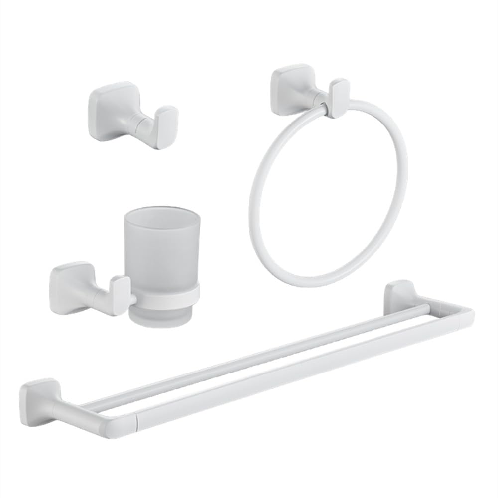 Set accessoires salle de bain blanc inox 304 pour un design épuré