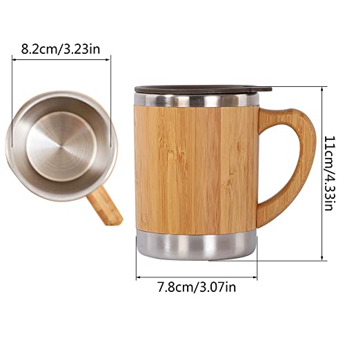 Yfqhdd Practical Coffee Mug Stainless Steel Wooden Coffee Tea Cup Insulated 12Oz #TOP5