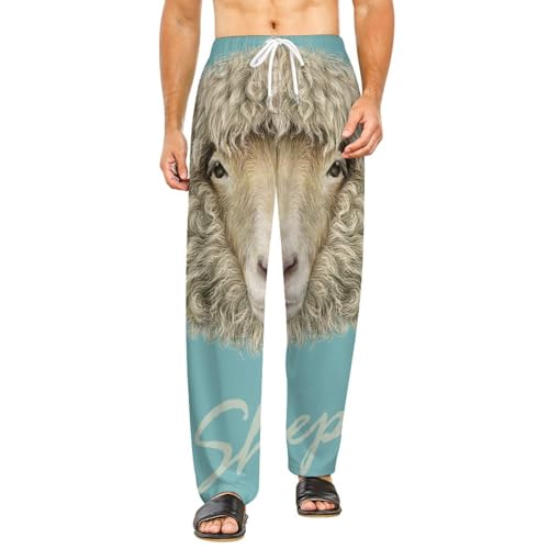 Pantalon de détente avec poches et motif mouton bas de pyjama long femme doux S