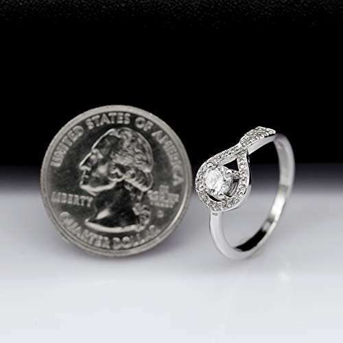 Uloveido Teardrop Shape Hollow Swirl Infinity Rings Round Cubic Zirconia Wedding Engagement Rings WX0223