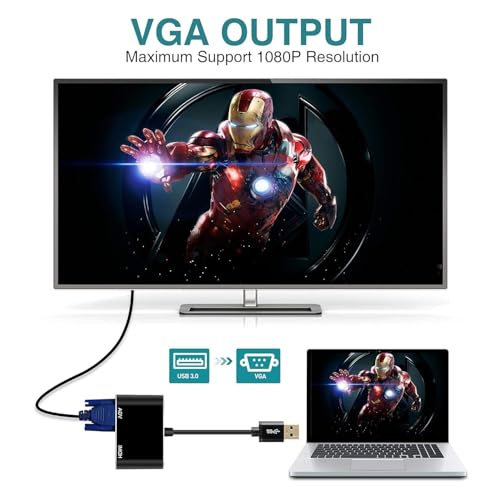 Image of NEXSA USB 3.0 to VGA & HDMI Adapter Converter, USB to HDMI /VGA Video Adapter with 1080p Output, Dual Display Sync, Compatible with Windows 7 /8 /8.1 /10