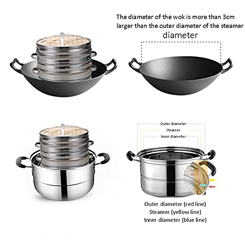Bamboo Steamer Basket - 2 Tier Bamboo Individually Box Chinese Organic Wooden Steamer with Lid for Dumpling Dim Sum Cooking,14.5cm - Image 2