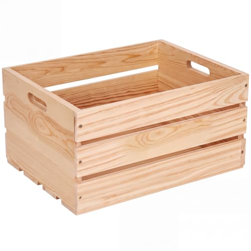 Sino Salected 1 Pack Large Wooden Storage Crates 17 x 13 x 8.6 Inches, Wood
