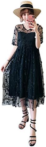 Amazon Co Jp レディース 半袖 シースルーチュールワンピース ひざ下丈 重ね着風 パフスリーブ きれいめ パーティー Ll 3l 4l 5l 6l 大きいサイズ 4l 黒 服 ファッション小物