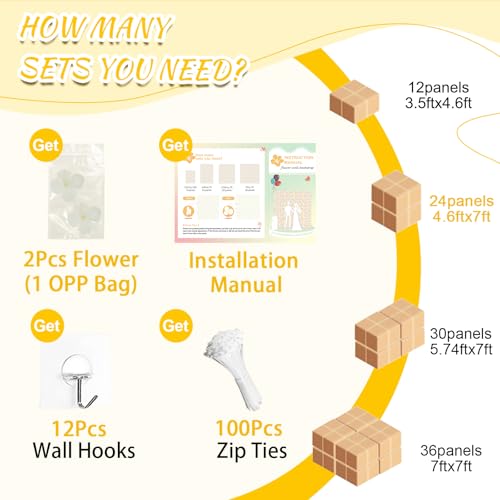Image of 12pcs Flower Wall Panel Backdrop 3.5x4.6ft 3D Artificial Flower Wall Hydrangea Flower Backdrop Floral Background for Wedding Party Birthday Home Photo Decor