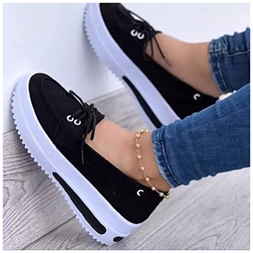 2022 Neue Sommer-damen-plattform-trainer, Mode Runde Zehe Müßiggänger Turnschuhe Für Frauen, Atmungsaktive Damen Slip Auf Großen Fußgänger-strand Für Haus In Innenräumen(Size:37EU/6US,Color:Schwarz) Cover