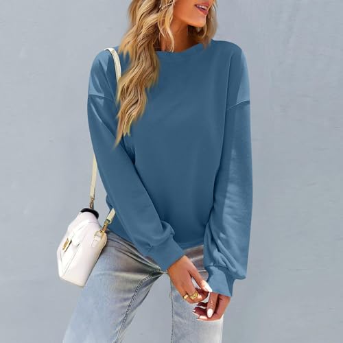 Image of Women Crew Neck Sweatshirts Fall Casual Oversized Sweat Shirts Long Sleeve Cute Preppy Sweatshirt Comfort Pullover