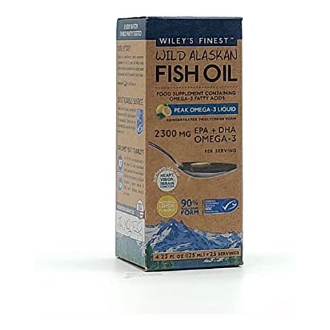 Wiley’s Finest Peak Omega-3 Liquid 2300mg EPA + DHA Omega-3 Natural Wild Alaskan Fish Oil Food Supplement 25 Servings Lemon Flavour Cover