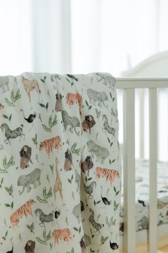Image of Little Jump Muslin Quilt Toddler Blanket - Silky Soft and Breathable Baby Quilt - Oversized 47 inch x 47 inch - 2 Layers Muslin Baby Blanket for Boy and Girls (Jungle-2)