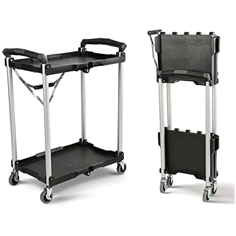Olympia Tools 89-356 Pack-N-Roll Folding Collapsible Service Cart, Black, 50 Lb. Load Capacity per Shelf, 2-Layers Cover