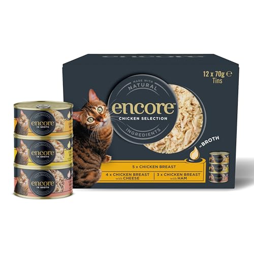 Encore 100% natürliches Katzennassfutter Multipack Hühnerauswahl in Brühe (12 x 70g Dosen)