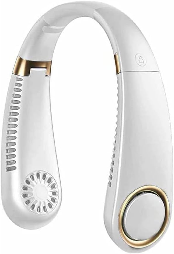 Portable Neck Fan Personal Fan Bladeless Fan 3000mAh USB Rechargeable Hanging Fan Quiet Neck Cooler for Women Men Office 3 Speeds (Color : Green) (White)