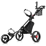 JANUS Golf Push Cart, Golf cart for Golf Clubs, Golf Pull cart for Golf Bag, Golf Push carts 3 Wheel Folding, Golf Accessories for Men Women/Kids Practice and Game