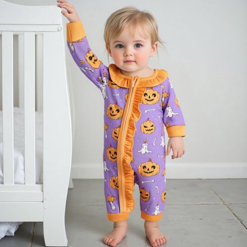 Baby Halloween Outfit Baby Girl Romper Pumpkin Spooky Halloween Baby Girl Clothes Toddler Fall Cute Clothing3