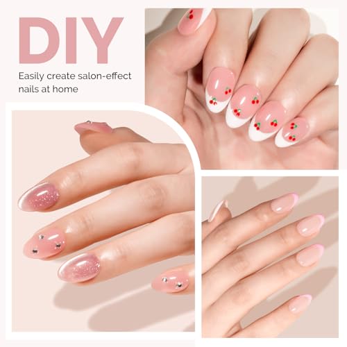 Image of MelodySusie Short Almond Gel Nail Tips Kit-300Pcs Pre-Building Apex Fake Nail Tips 20g Solid Nail Glue Gel,Half Matte Full Cover Clear Acrylic Nail,15Sizes Thick Strong Long Lasting for Home DIY&Salon